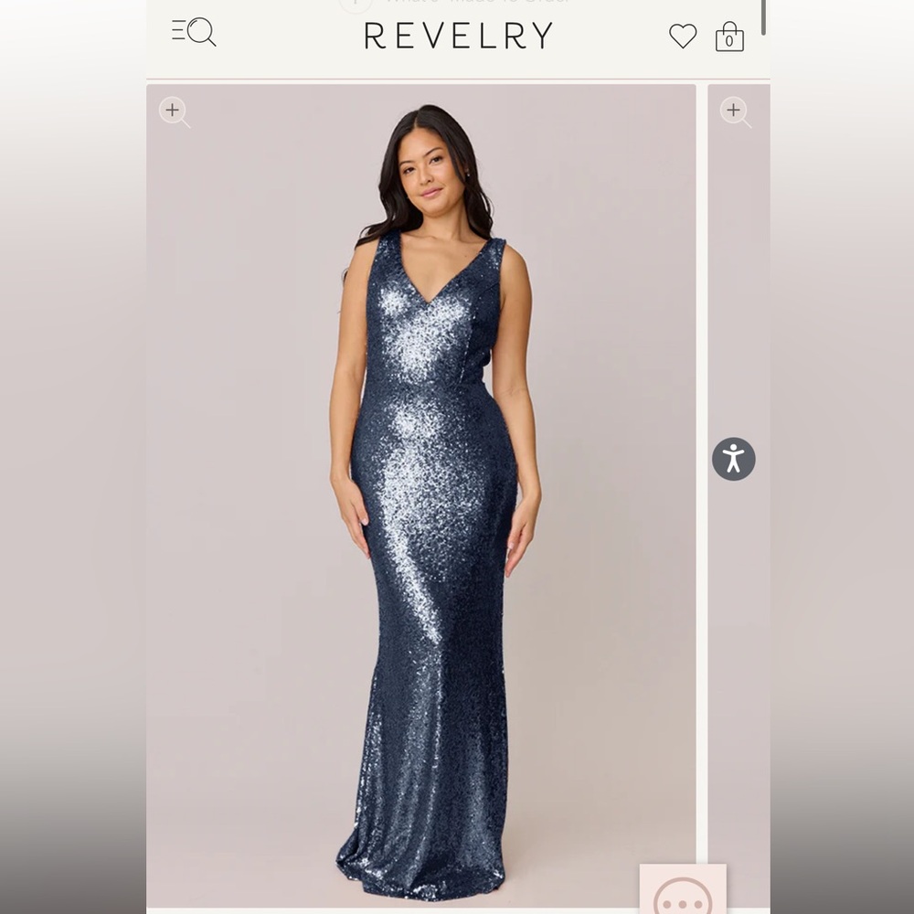 Revelry navy sequin bridesmaid dress, size 4 “Dakota”